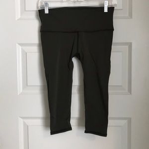 Army green crop lulu pants- size 6
